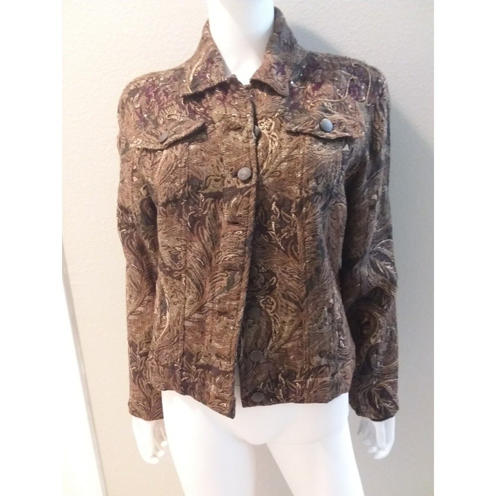 Chico's Jacket Size L or 2 Tapestry  Fall Brown  Multicolored  Career Casual